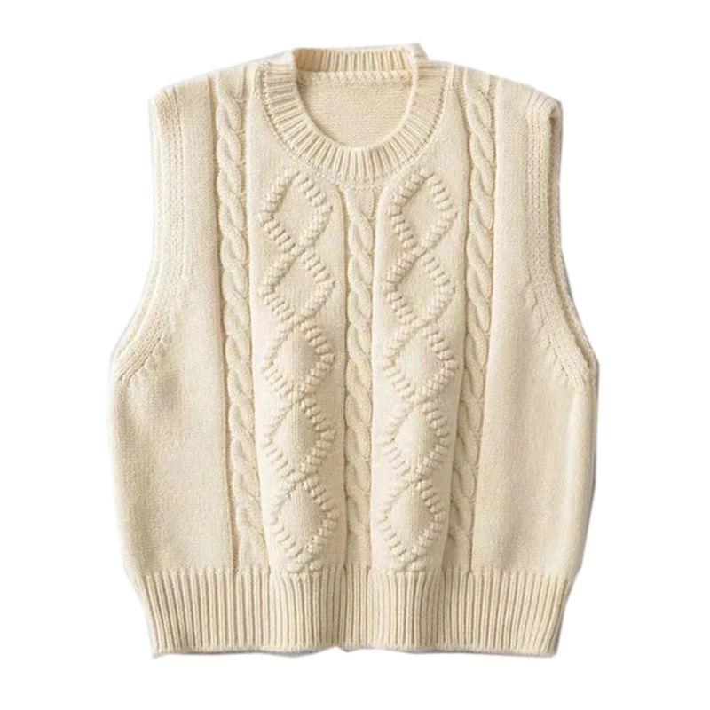 Sweater Rajutan Bergaris Leher V Desainer Wanita