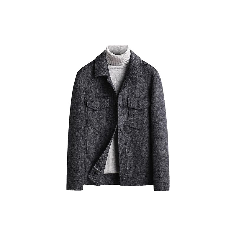 Jaket Ritsleting Penuh Wol Merino