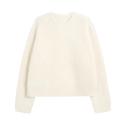 Sweater Wol Bergaris Ekstra Halus Desainer Wanita