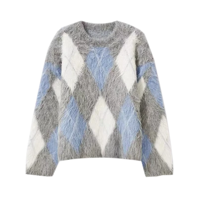 Sweater Tie Dye Benang Campuran Mohair Desainer Wanita
