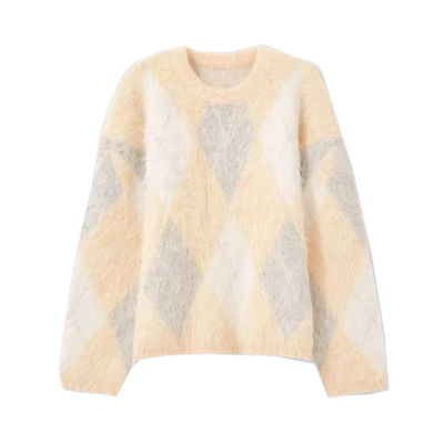 Sweater Rajutan Kabel Pelangi Desainer Wanita