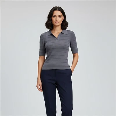 Sweater Wol Merino Leher Polo Wanita