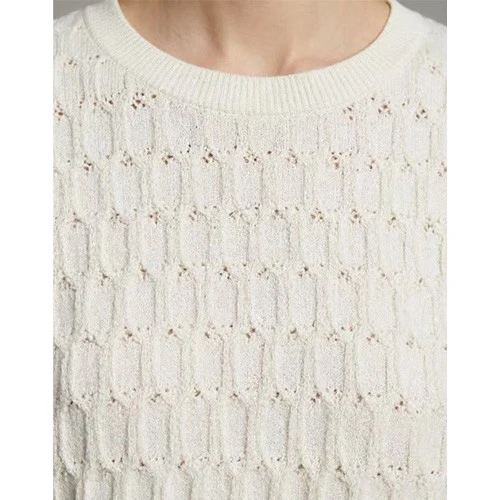White Textured Knit Short Sleeve Top high quality